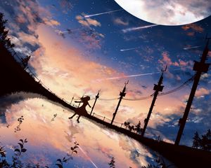 Preview wallpaper silhouette, dark, landscape, twilight, art