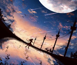 Preview wallpaper silhouette, dark, landscape, twilight, art