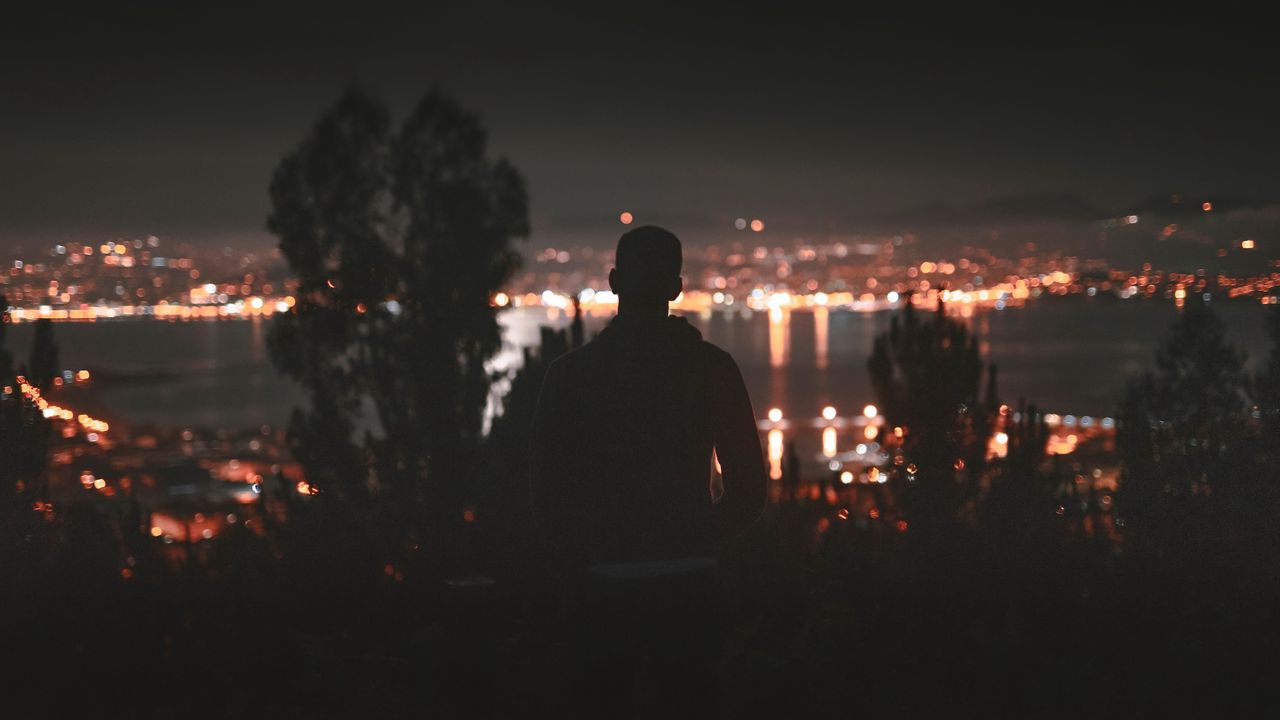 Wallpaper silhouette, dark, sad, loneliness, night