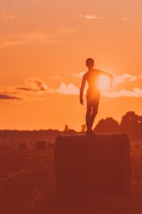 Preview wallpaper silhouette, dark, sunset, sun, bright