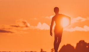 Preview wallpaper silhouette, dark, sunset, sun, bright