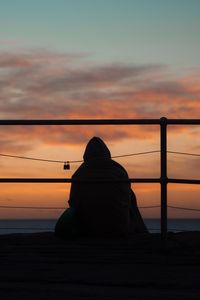 Preview wallpaper silhouette, dark, twilight, pier, loneliness