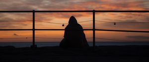 Preview wallpaper silhouette, dark, twilight, pier, loneliness