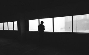 Preview wallpaper silhouette, dark, window, bw