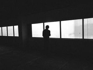 Preview wallpaper silhouette, dark, window, bw