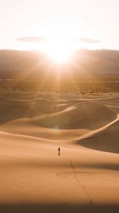 Preview wallpaper silhouette, desert, dunes, sand, rays