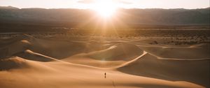 Preview wallpaper silhouette, desert, dunes, sand, rays