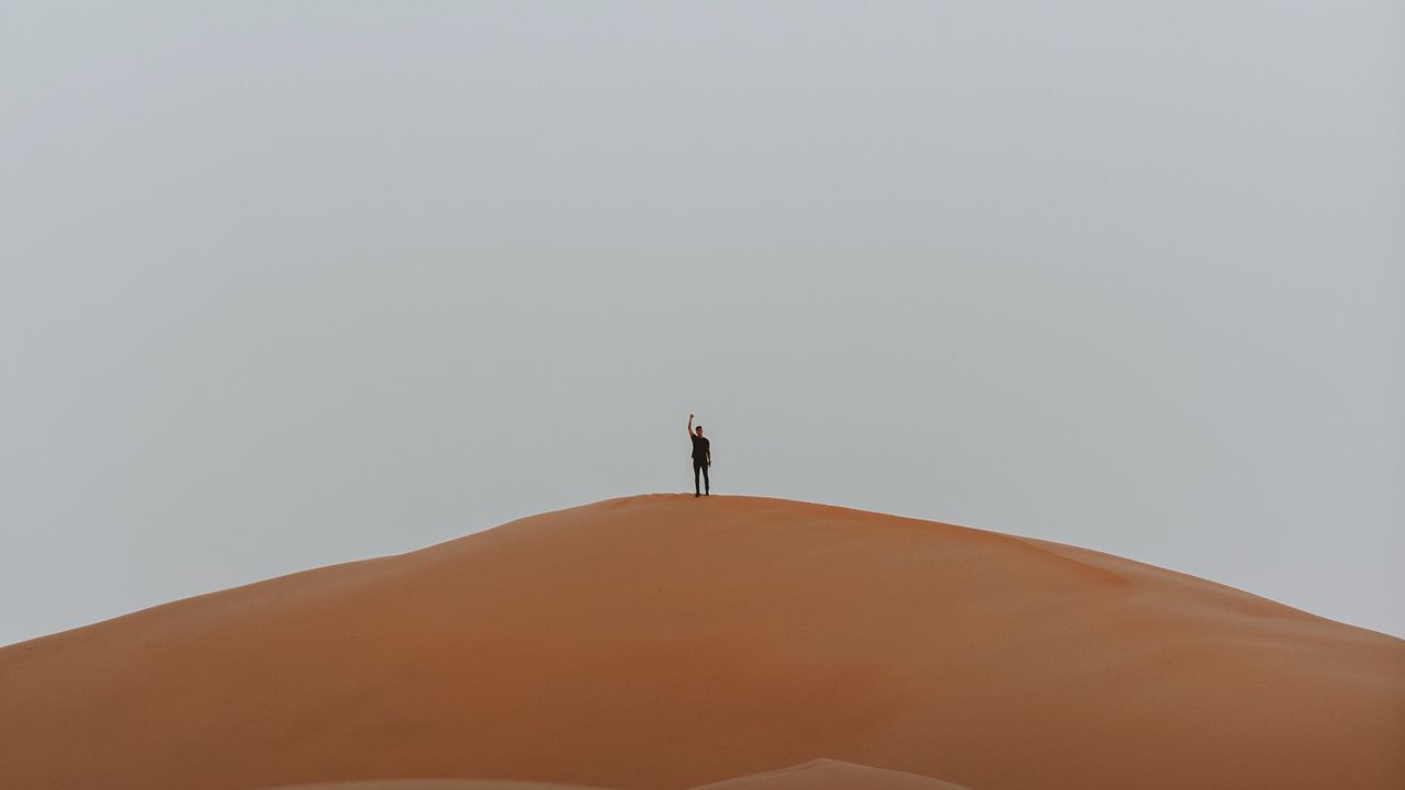 Wallpaper silhouette, desert, sand, moon