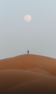 Preview wallpaper silhouette, desert, sand, moon