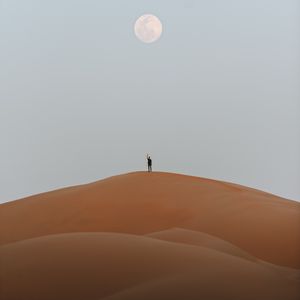 Preview wallpaper silhouette, desert, sand, moon