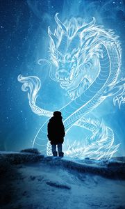 Preview wallpaper silhouette, dragon, illusion, art