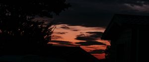 Preview wallpaper silhouette, dusk, branches, house