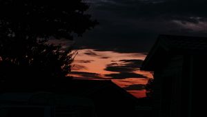 Preview wallpaper silhouette, dusk, branches, house