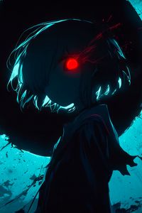 Preview wallpaper silhouette, eye, glow, art, anime, blue