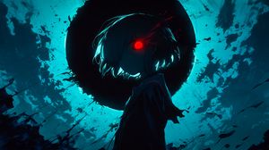 Preview wallpaper silhouette, eye, glow, art, anime, blue