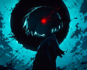 Preview wallpaper silhouette, eye, glow, art, anime, blue