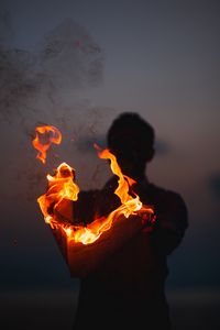 Preview wallpaper silhouette, fire, paper, smoke