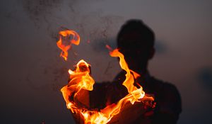 Preview wallpaper silhouette, fire, paper, smoke