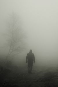 Preview wallpaper silhouette, fog, loneliness, alone