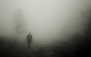 Preview wallpaper silhouette, fog, loneliness, alone