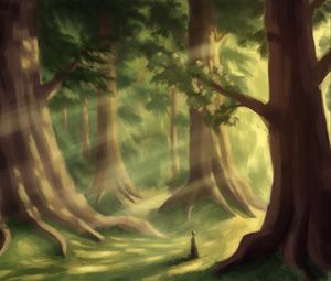 Preview wallpaper silhouette, forest, alone, trees, art