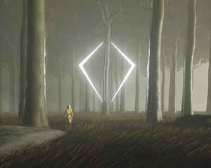 Preview wallpaper silhouette, forest, glow, light, trees