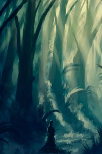 Preview wallpaper silhouette, forest, trees, alone, art
