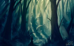 Preview wallpaper silhouette, forest, trees, alone, art