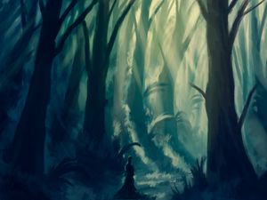 Preview wallpaper silhouette, forest, trees, alone, art