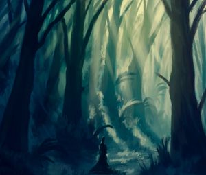 Preview wallpaper silhouette, forest, trees, alone, art