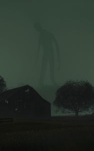 Preview wallpaper silhouette, ghost, fog, trees, green