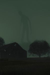 Preview wallpaper silhouette, ghost, fog, trees, green