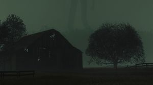 Preview wallpaper silhouette, ghost, fog, trees, green