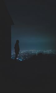 Preview wallpaper silhouette, girl, dark