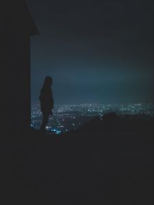 Preview wallpaper silhouette, girl, dark