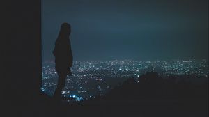 Preview wallpaper silhouette, girl, dark
