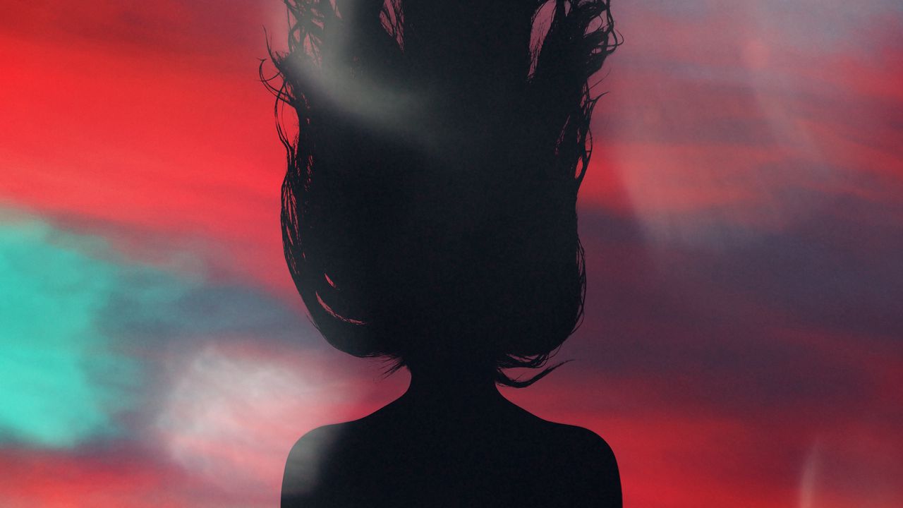 Wallpaper silhouette, girl, hair, sky