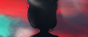Preview wallpaper silhouette, girl, hair, sky