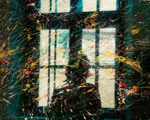 Preview wallpaper silhouette, girl, paint, spray, window, blur