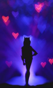 Preview wallpaper silhouette, glare, bokeh, heart