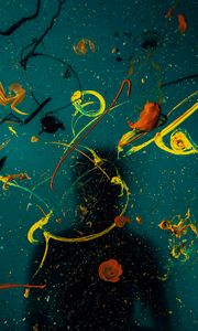 Preview wallpaper silhouette, glass, paint, splashes, blur