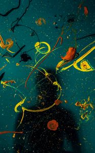 Preview wallpaper silhouette, glass, paint, splashes, blur