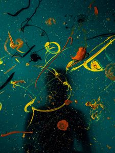 Preview wallpaper silhouette, glass, paint, splashes, blur