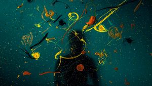 Preview wallpaper silhouette, glass, paint, splashes, blur