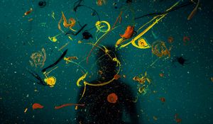 Preview wallpaper silhouette, glass, paint, splashes, blur