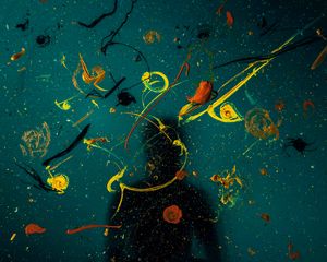 Preview wallpaper silhouette, glass, paint, splashes, blur