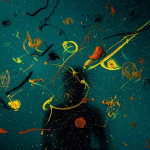 Preview wallpaper silhouette, glass, paint, splashes, blur
