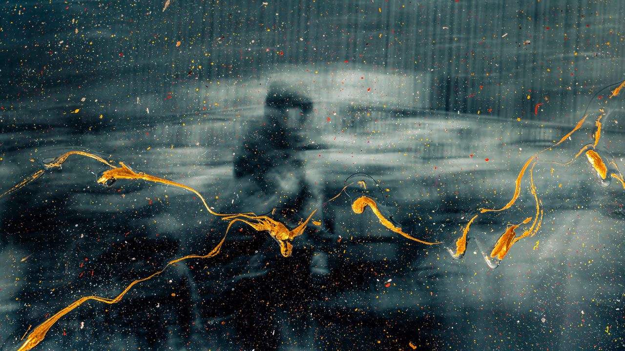 Wallpaper silhouette, glass, paint, blur