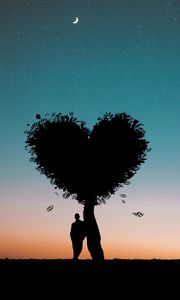 Preview wallpaper silhouette, heart, love, tree, person