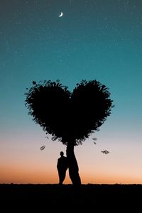 Preview wallpaper silhouette, heart, love, tree, person